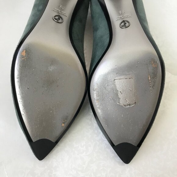 Giorgio Armani Pointed Toe Green Suede Heels Size EU 39 Made in Italy Pre-Owned - Picture 14 of 16